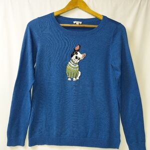 Talbots French‎ Bulldog Sweater Women's Sz Small Petite Dog Cute Pets